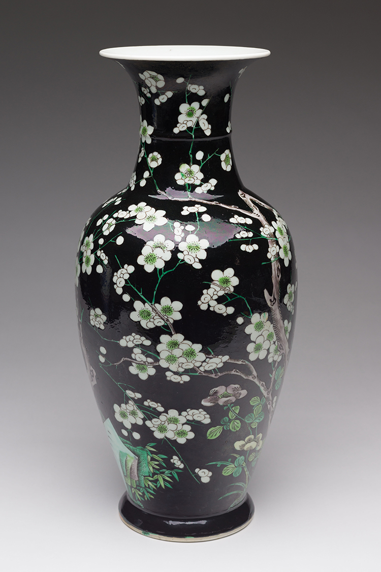 A Chinese Famille Noire 'Prunus' Baluster Vase, Late Qing Dynasty by  Chinese Art