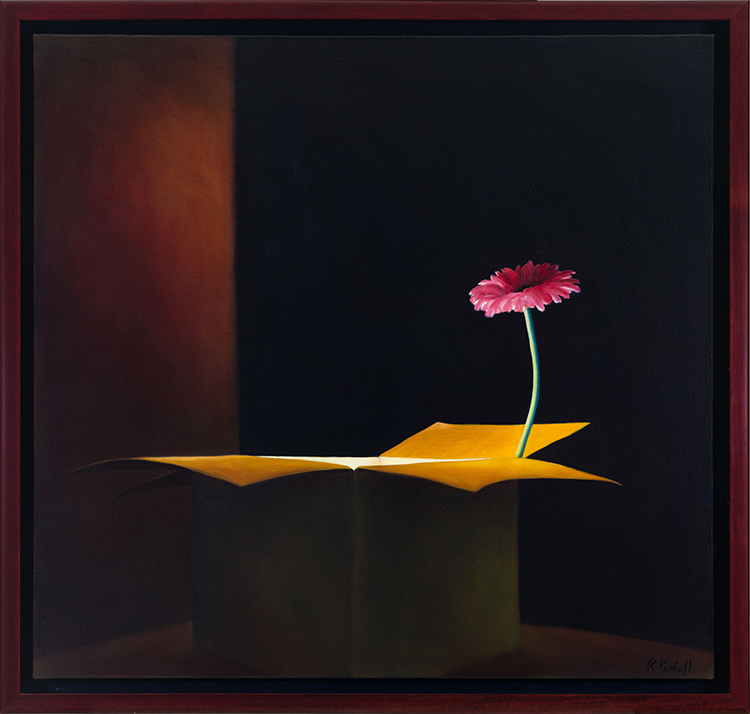 Glowing Box with Gerbera by Ross Penhall