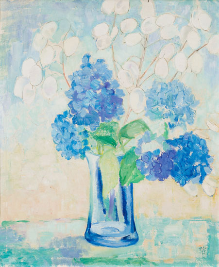 Blue Vase with Flowers par Vera Olivia Weatherbie