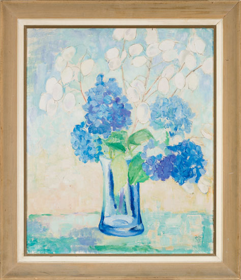 Blue Vase with Flowers par Vera Olivia Weatherbie