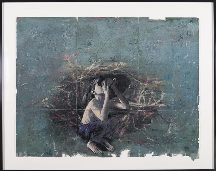 Enfant buvant près du nid par Jacques Payette
