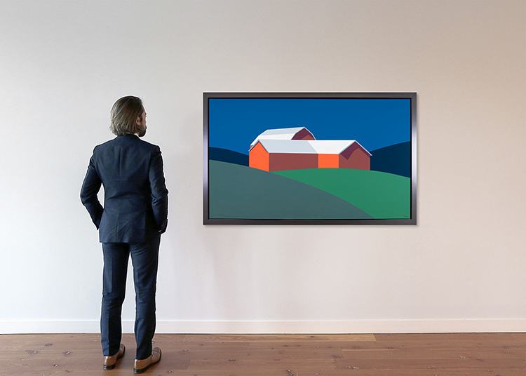 Red Barn White Roof by Charles Pachter