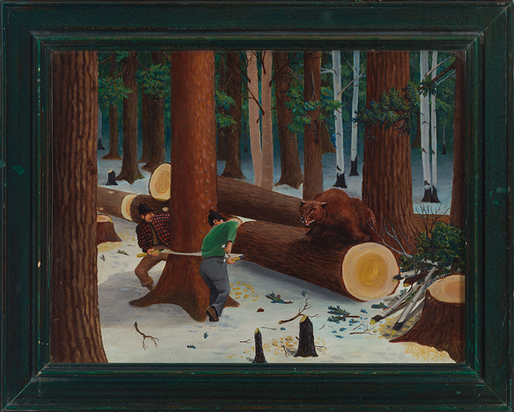 Loggers Attacked by a Bear par 20th Century Canadian School