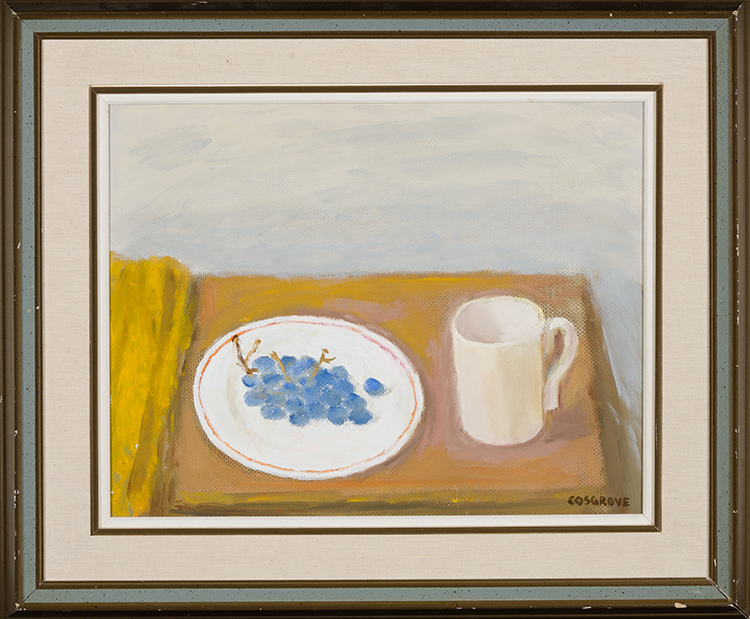 Blue Grapes on Red-Bordered Plate par Stanley Morel Cosgrove