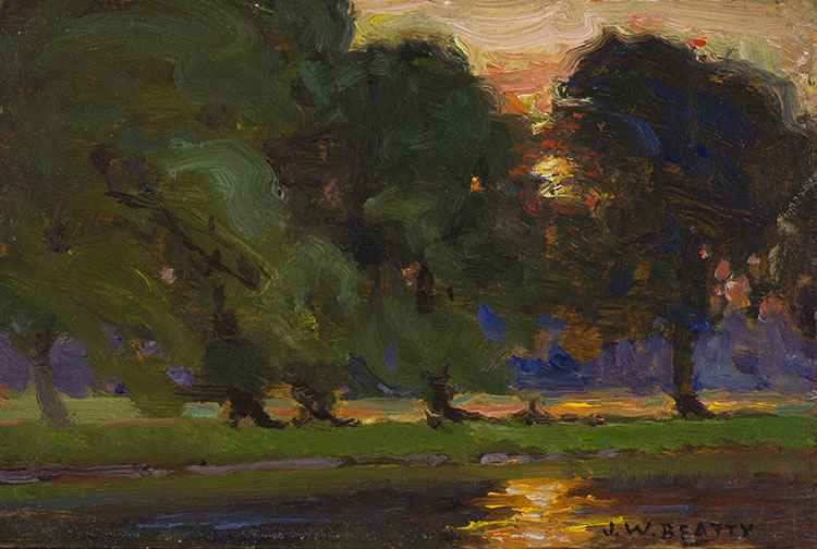Sunset through the Trees by John William (J.W.) Beatty