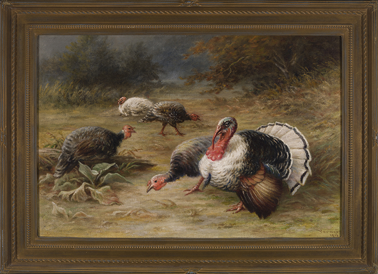 Wild Turkeys in a Clearing by Frederick Arthur Verner