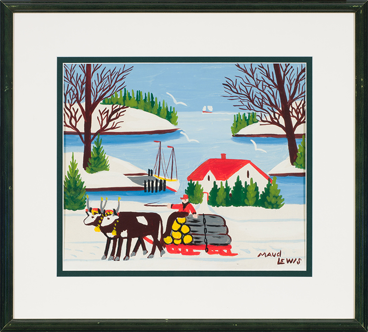 Oxen Pulling Logging Wagon par Maud Lewis