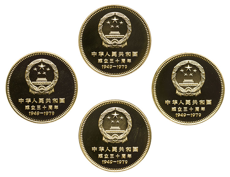 Republic Set of Four Gold Proof 400 Yuan, “30th Anniversary – Founding of the PRC” par  China