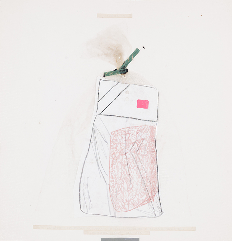 Still Life: Laminated Drawings of a Sponge Bottled in Plastic Twice No. 6 by Iain Baxter