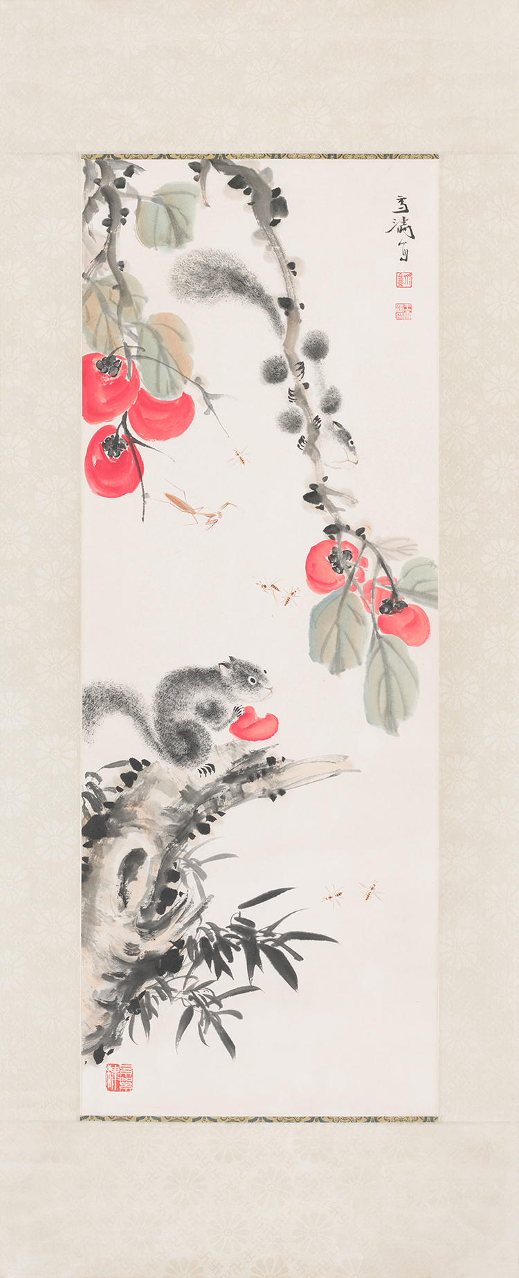 Squirrels and Persimmons by Attributed to Wang Xuetao