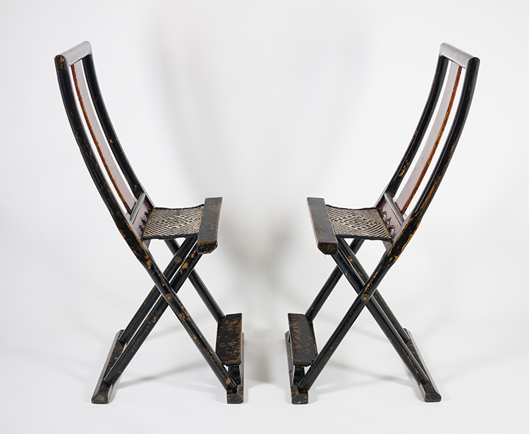 A Pair of Chinese Lacquered Elmwood Chairs, Late 19th Century par  Chinese Art