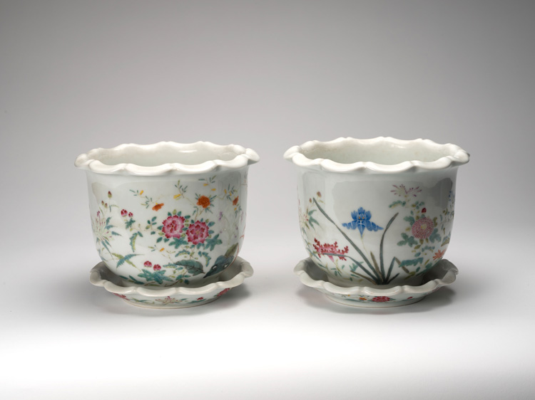 A Pair of Famille Rose Floral Planters, Yongzheng Mark by  Chinese Art