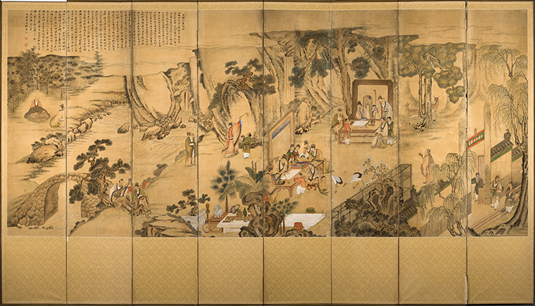 A Large Korean Eight-Panel Painted Silk Figural Screen, Joseon Dynasty, 19th Century by  Korean Art