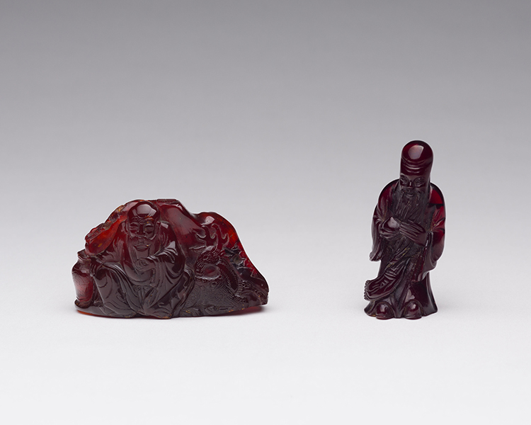 Two Chinese Amber Carvings of Immortals, 19th Century by  Chinese Art