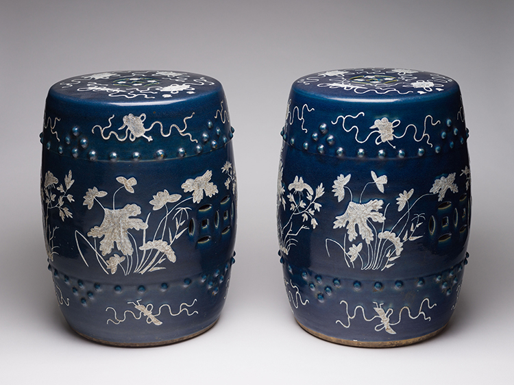 A Pair of Chinese Swatow Reverse Blue and White Garden Stools, 19th Century by  Chinese Art