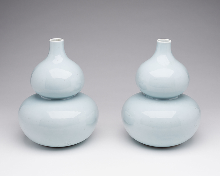 A Pair of Chinese Sky-Blue Double Gourd Vases, Qianlong Mark, Republican Period by  Chinese Art
