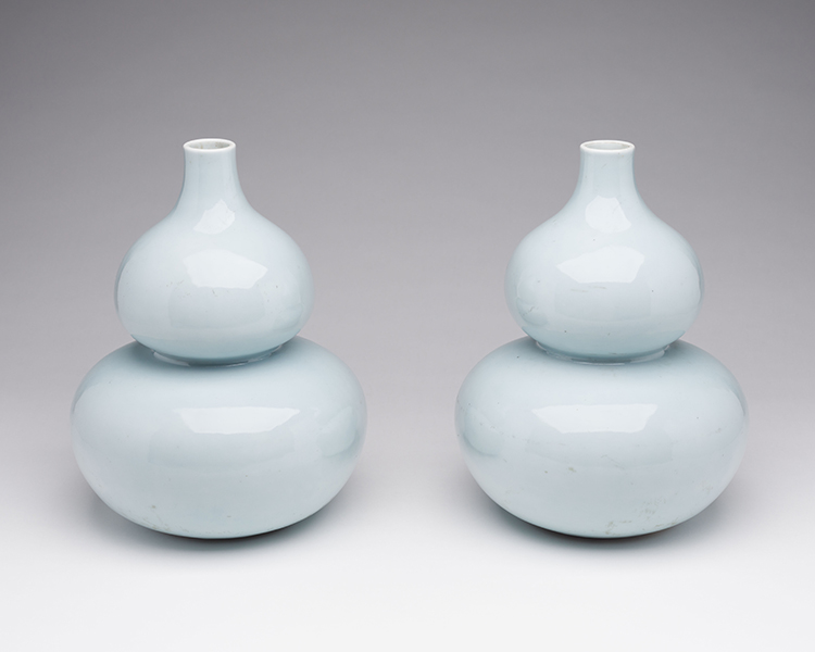 A Pair of Chinese Sky-Blue Double Gourd Vases, Qianlong Mark, Republican Period par  Chinese Art