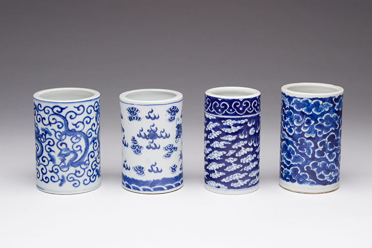 Four Chinese Blue and White 'Dragon' Brushpots, 19th/20th Century by  Chinese Art