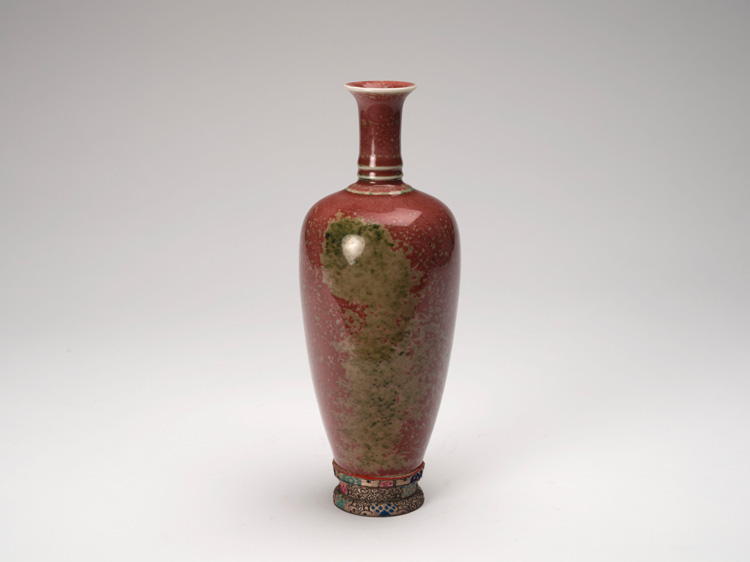 A Chinese Peachbloom Glazed ‘Three-string’ Vase, Laifu Zun, Kangxi Mark, 19th Century by  Chinese Art