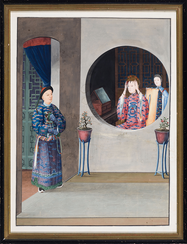 Chinese Export Painting of an Interior, Early 19th Century par  Chinese Art