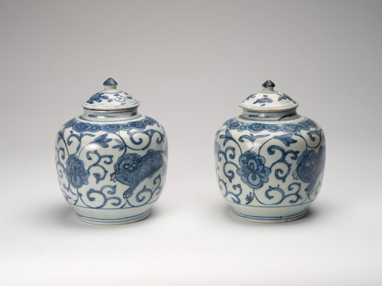 A Pair of Chinese Blue and White Covered Jars, Ming Dynasty, Wanli Period (1573-1620) by  Chinese Art