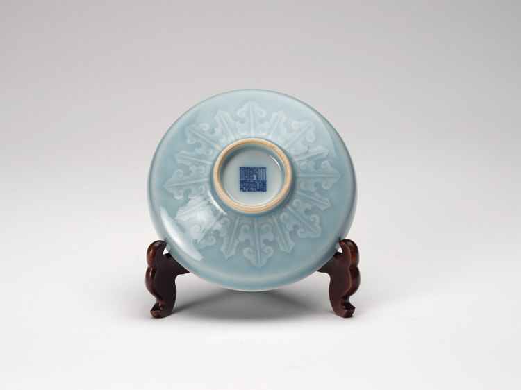 A Small Chinese Lavender Blue Dish, Qianlong Mark by  Chinese Art