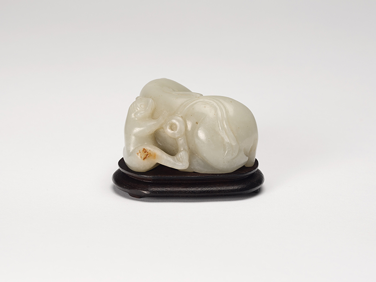 A Chinese White Jade ‘Elephant and Monkey’ Pebble, Late Qing Dynasty by  Chinese Art