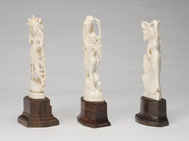 Three Indian Carved Ivory Deities, Mid 20th Century by Indian Art