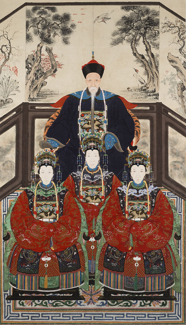 A Large and Finely Painted Chinese Ancestral Portrait Painting, Late 19th Century par  Chinese Art