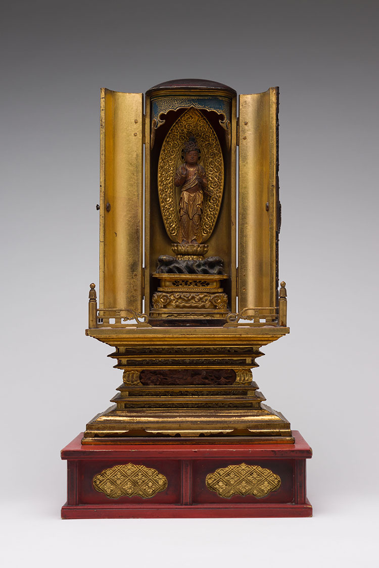 A Japanese Lacquer and Gilt Painted Zushi, Portable Shrine, 19th Century by  Japanese Art