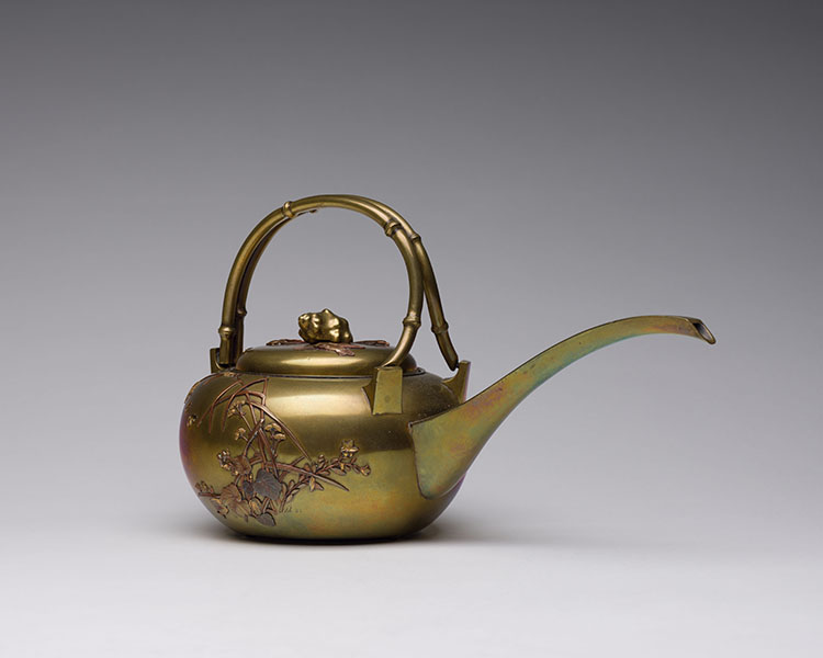 A Japanese Takazogan Mixed-Metal Inlay Teapot and Cover, Signed, Meiji Period, Early 20th Century by  Japanese Art