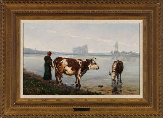 Cattle Watering par Adolphe Vogt