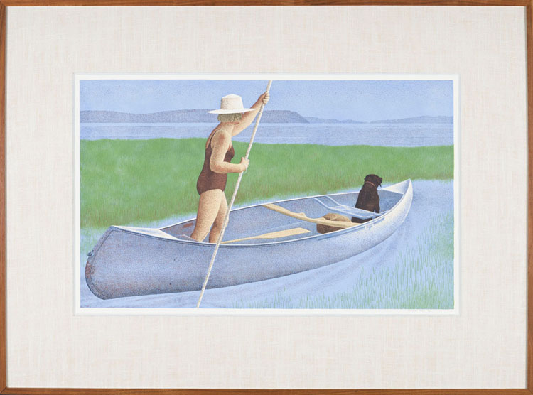 Woman, Dog and Canoe by Alexander Colville