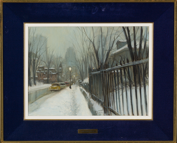 Romance of Winter Evening, Crépuscule romantique, McTavish Street, Montreal by John Geoffrey Caruthers Little