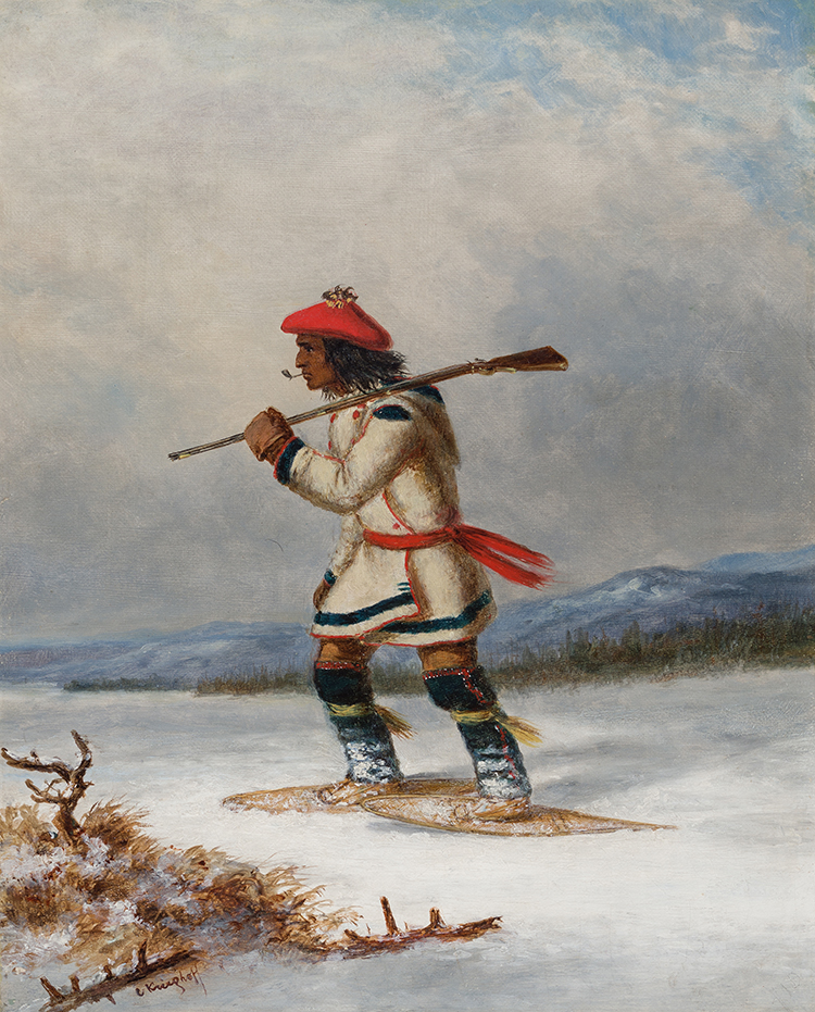 Indian Hunter on Snowshoes by Cornelius David Krieghoff
