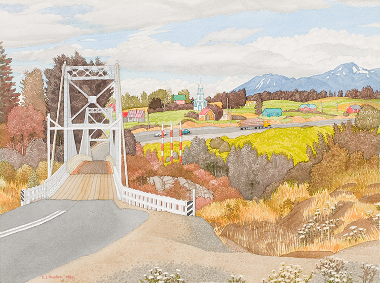 A Bridge North of Hazelton, BC par Edward John (E.J.) Hughes