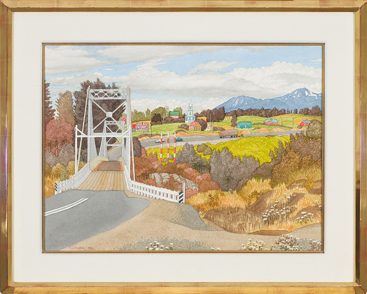 A Bridge North of Hazelton, BC par Edward John (E.J.) Hughes