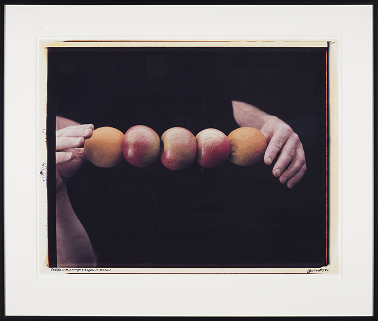 Still Life with 2 Oranges & 3 Apples in Tension by Iain Baxter