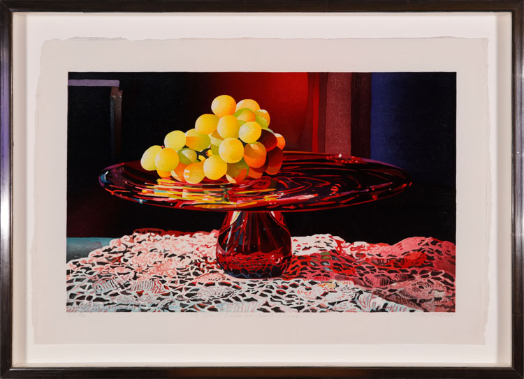 A Glow of Grapes on Garnet Glass by Mary Frances Pratt