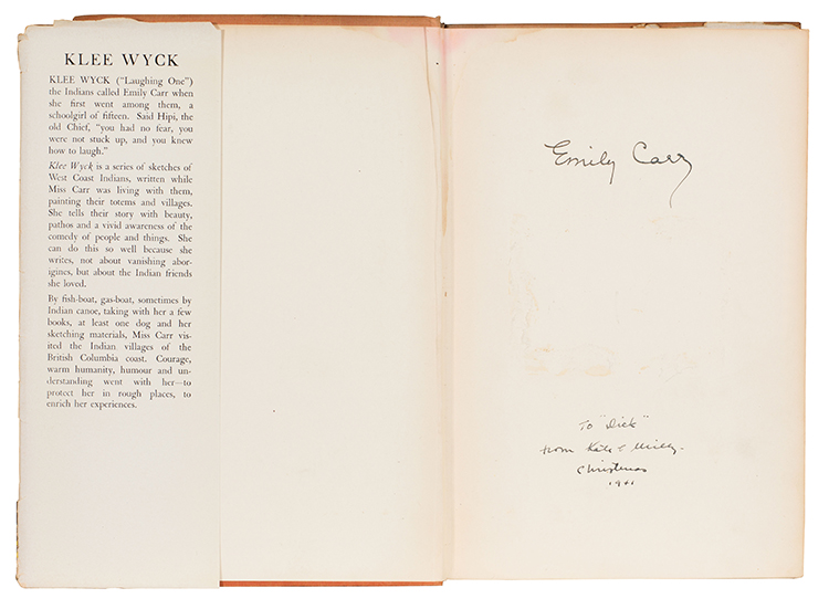 Lot of Two First Edition Klee Wyck Books, signed by Emily Carr (1941) par Emily Carr