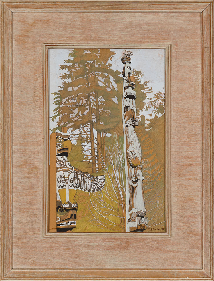 Totem Poles at Stanley Park par Edward John (E.J.) Hughes