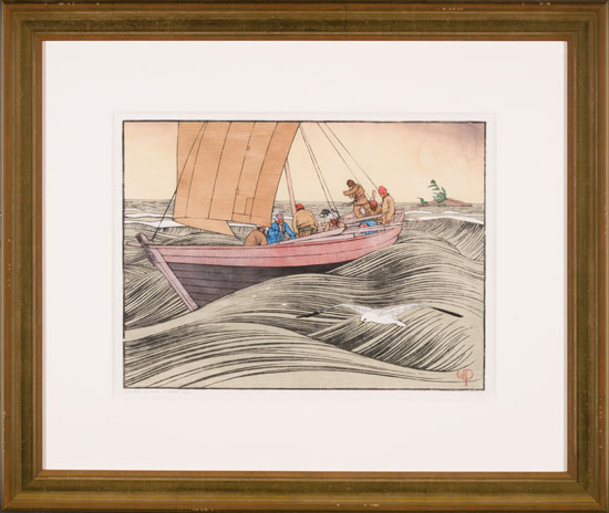 York Boat on Lake Winnipeg par Walter Joseph (W.J.) Phillips