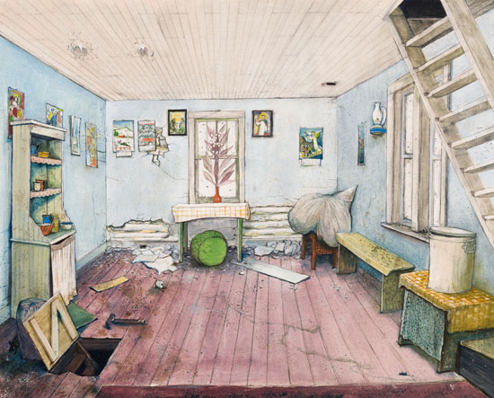 Abandoned Ukrainian Pioneer House - Komarno, Manitoba by William Kurelek