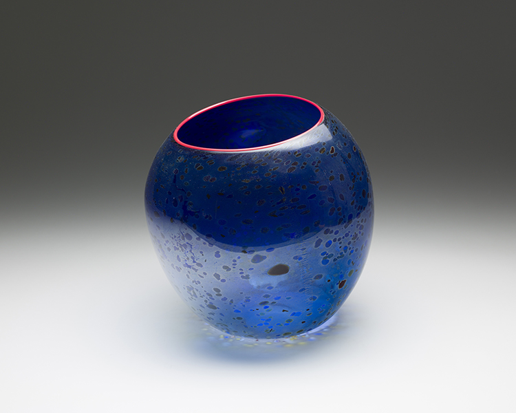 Cobalt Blue Basket with Cadmium Red Lip Wrap by Dale Chihuly