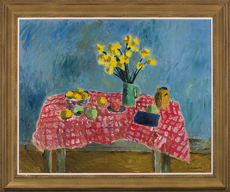 Daffodils & Red-Checked Cloth by William Goodridge Roberts