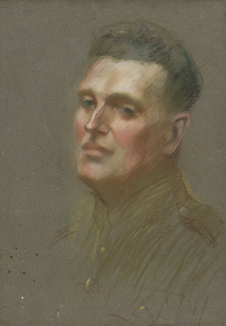 Portrait Sketch of a Canadian Sergeant Still in Écurie, France par Mary Riter Hamilton