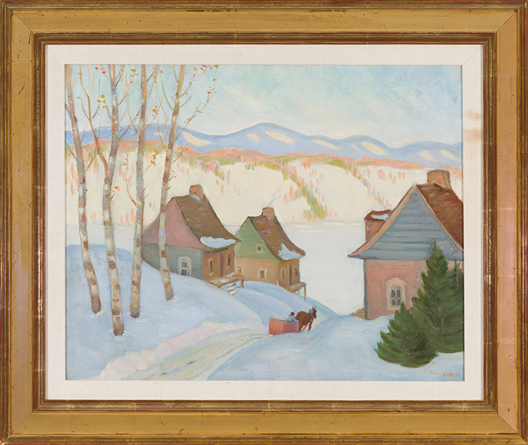 Untitled (Snow Scene with Houses and a Horse-Drawn Cart) par Joseph Jean Albert Palardy