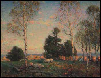 Pastoral Landscape with Sheep by Peleg Franklin Brownell
