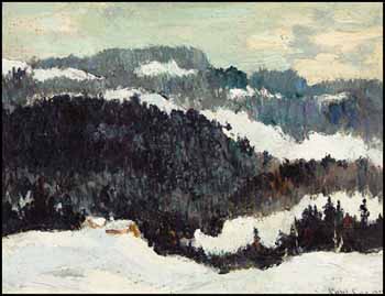Fir-Clad Hills in Winter by Paul Archibald Octave Caron sold for $3,450