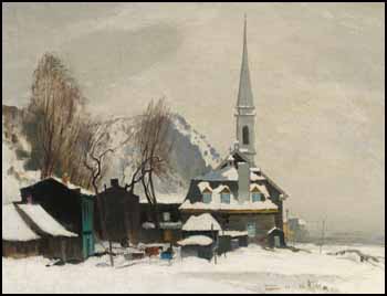 Arriving at a Church on a Horse-Drawn Sleigh by George Franklin Arbuckle sold for $11,500